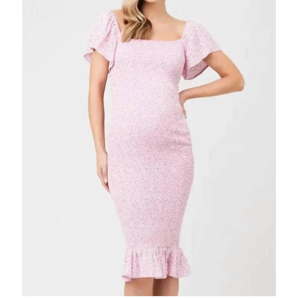 RIPE MATERNITY selma shirred dress in baby pink
